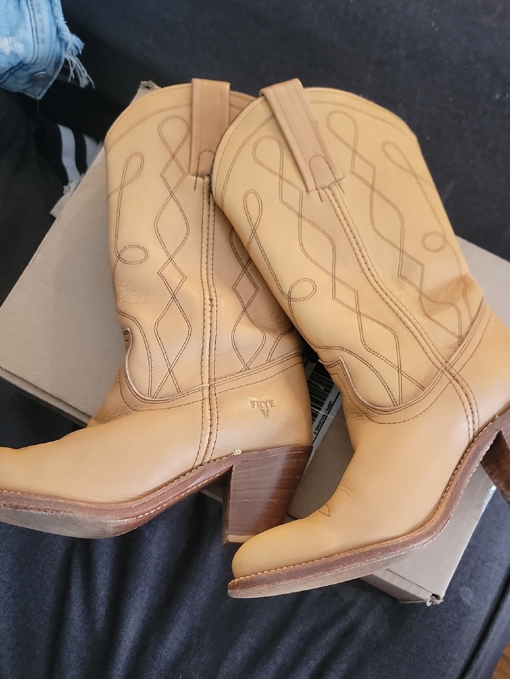 Vuntsge Frye Tan Leather Western Boots - Picture 2 of 6